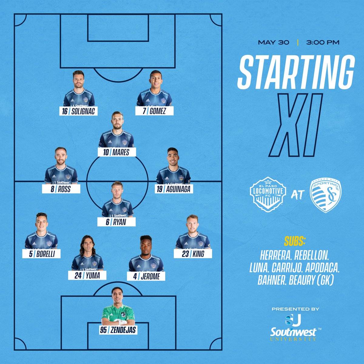 eplocomotivefc's tweet photo. STARTING XI
Here is how we're looking on our first trip to the East 👇
#VamosLocos #SKCvELP https://t.co/nISr4VcjSA