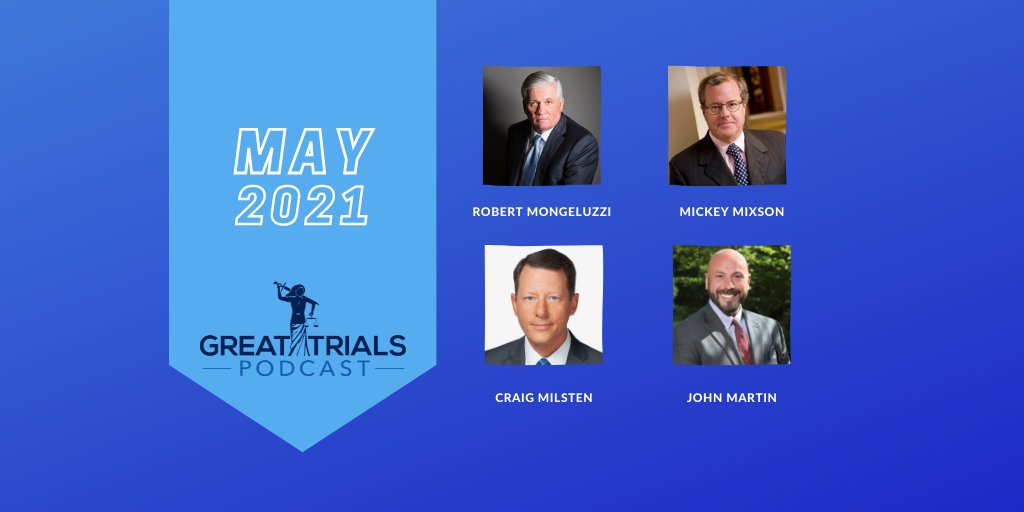 🎙️ We had the pleasure of interviewing some amazing #triallawyers this month. Are you caught up on our most recent episodes? Stream them NOW on your favorite #podcast app! #May2021 #GreatTrialsPodcast