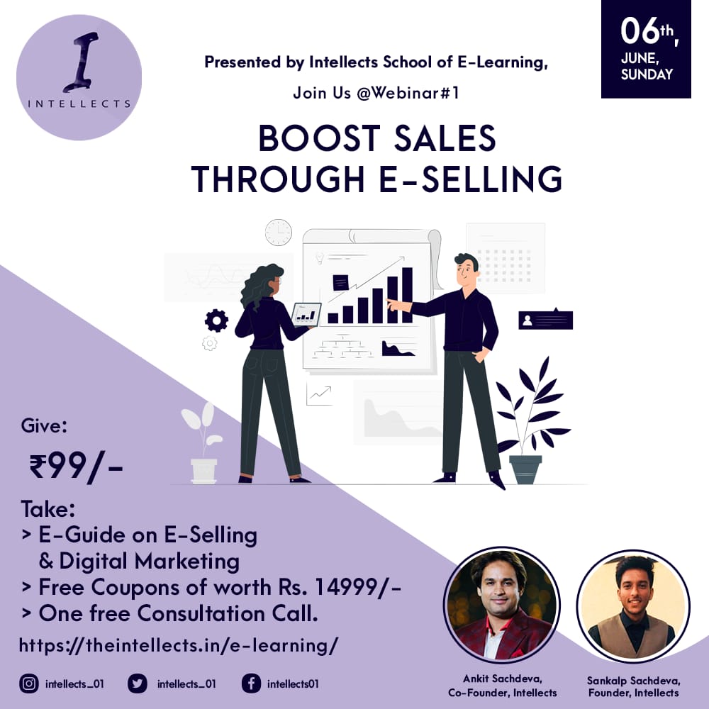 Intellects_01's tweet photo. Welcoming you to our most awaited webinar Series, Presented by Intellects School of E-Learning. #1Webinar BOOST SALES THROUGH E-SELLING.
Only at - @intellects_01
For more call us at - 9079623262

#brandmakers #webdevelopers https://t.co/tiESOrls7m