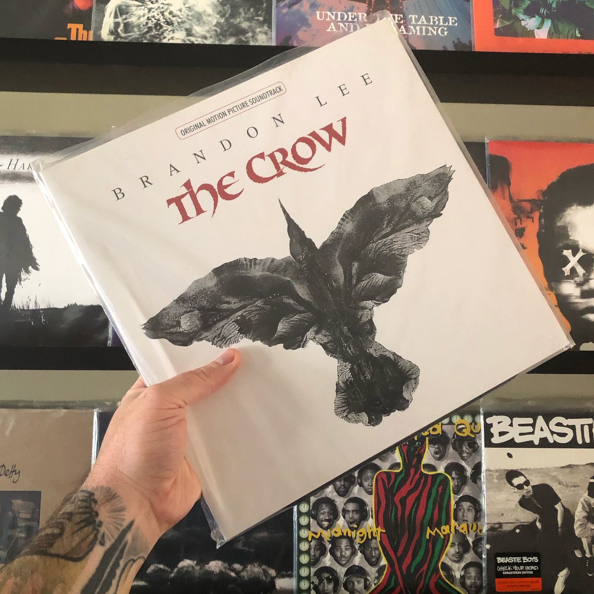 FirstSpinsFree's tweet image. Spent part of today putting up my June record wall, yes I’m a day or two early but it’s much more fun and relaxing doing this on the weekend than after work. The soundtrack for today’s wall assembly is The Crow soundtrack. 
===========================
Whats Spinning: The Crow