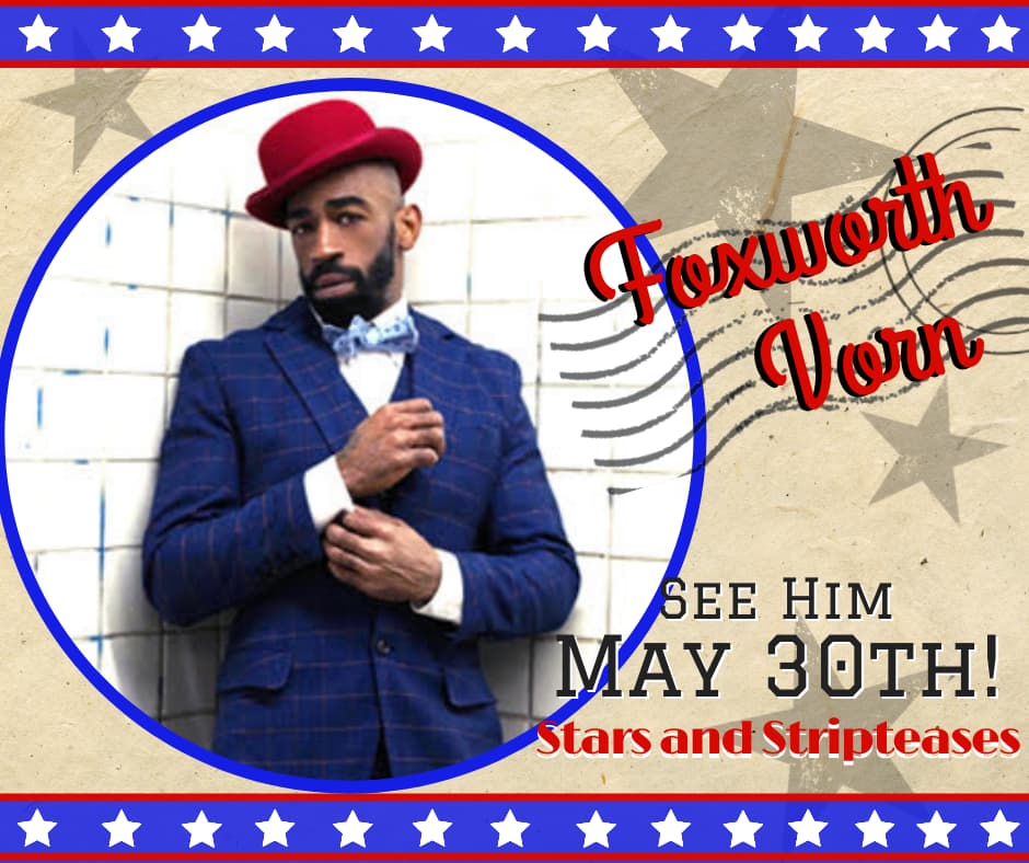 VelvetRevue's tweet photo. ✨TONIGHT at 9pm EDT we're proud to host the annual Envoute #VeteransCharity event- complete with boylesque, tassel-twirling, stadium-worthy vocals, and swing dancing!! The incredible @FoxworthVorn is ready to WOW!! 💙https://t.co/ZvLPwOsPPJ #MemorialDay #Boylesque #BurlesqueShow https://t.co/D85IldHdQz