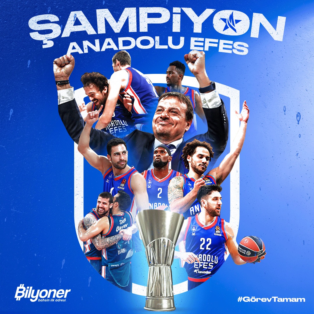 Bilyoner's tweet photo. 💙 💚 SPONSORU OLMAKTAN GURUR DUYDUĞUMUZ ANADOLU EFES, EUROLEAGUE ŞAMPİYONU! 🏆🏆🏆

Tebrikler @AnadoluEfesSK! 👏👏👏 https://t.co/Qxv1sbJ2cb