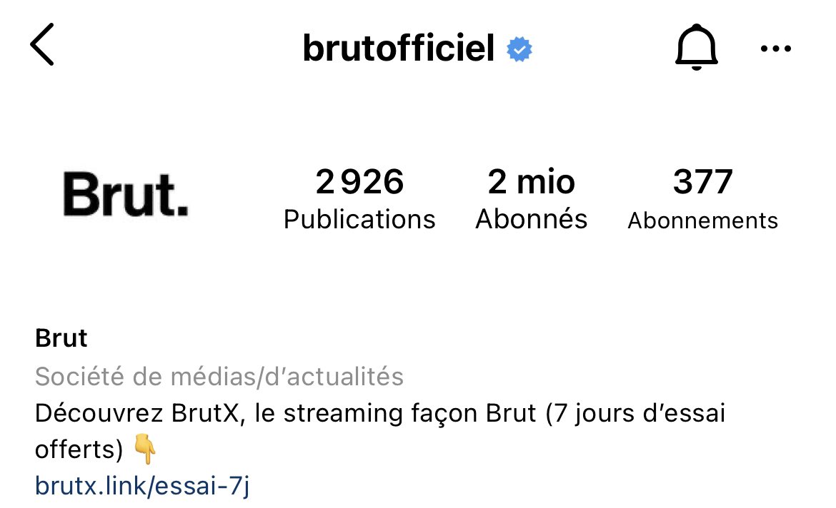 2 millions d’abonnés sur Instagram pour Brut France. bravo aux équipes <a href="/nicolas_davila/">Nicolas Davila</a> @kenza_S_E <a href="/brutofficiel/">Brut FR</a>