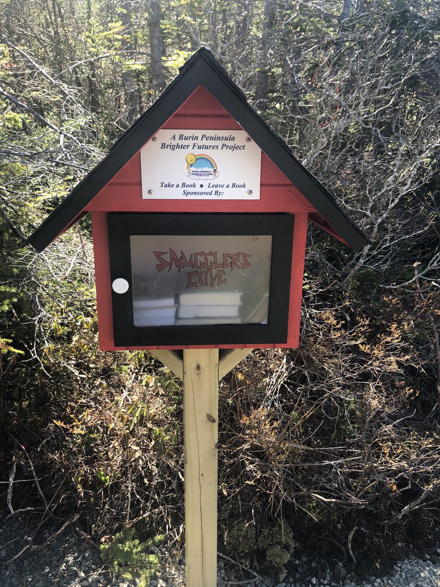 sktobin's tweet photo. Little Free Library! Such a neat addition to an exceptional hiking trail. #bptrailschallenge #hikedabootchallenge #hikenl #nlwx @townofburin @BurinFutures @BPHCF https://t.co/c6C7LlXiLC