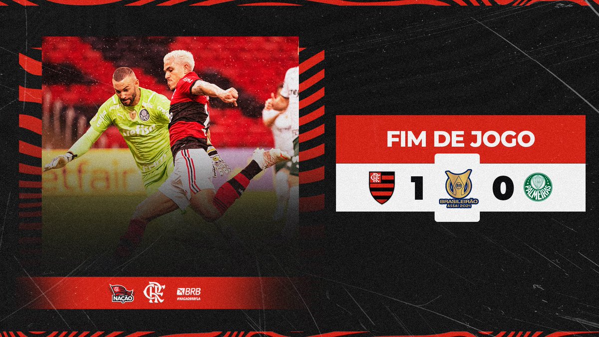 Flamengo's tweet image. FIMMMMMMMMMMMMMM DE JOGO NO MARACA! Com gol de Pedro, o Mengão vence o Palmeiras por 1 a 0 e estreia com o pé direito no Brasileirão 2021! VAMOOOOOOOOOOOOOOOS! #CRF #VamosFlamengo