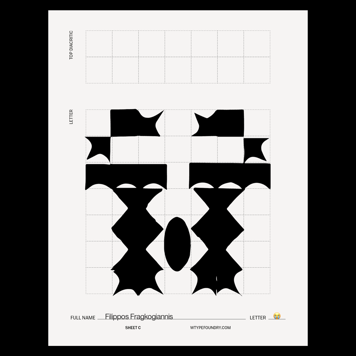 ffragkogiannis's tweet photo. I'm glad to have contributed to the creation of the new collaborative #typeface of @wtypefoundry. This unconventional #font is the result of the Collaborative #Typography Workshop organized by #WTypeFoundry within the framework of @TypeThursdayBCN's May 2021 event. #freefont https://t.co/64TL1eUymh
