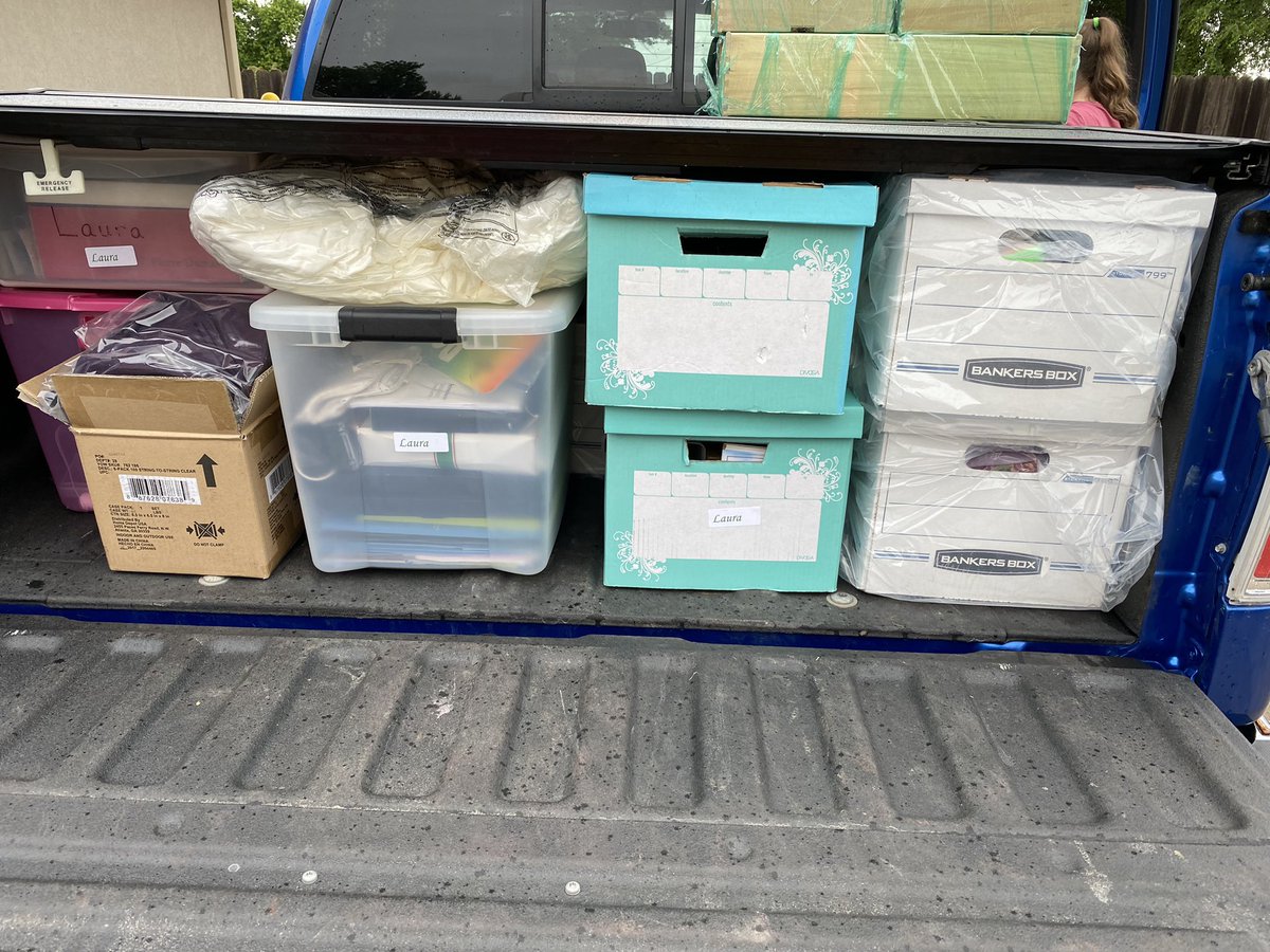 jeffpage2's tweet image. Got the truck &amp;amp; trailer packed for daughter &amp;amp; son-in-law to move their stuff on to Minnesota. Turns out banker’s boxes fit perfectly in that truck bed!