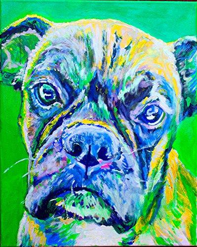 Green Blue Boxer Dog Painting Art Print, Boxer Dog Owner Gift Idea, Boxer Wall Art Gift, Green Boxer Dog Wall art, Hand Signed Boxer Dog Wall Hanging Decor oscarjetson.com/products/green… #decor #painting #art