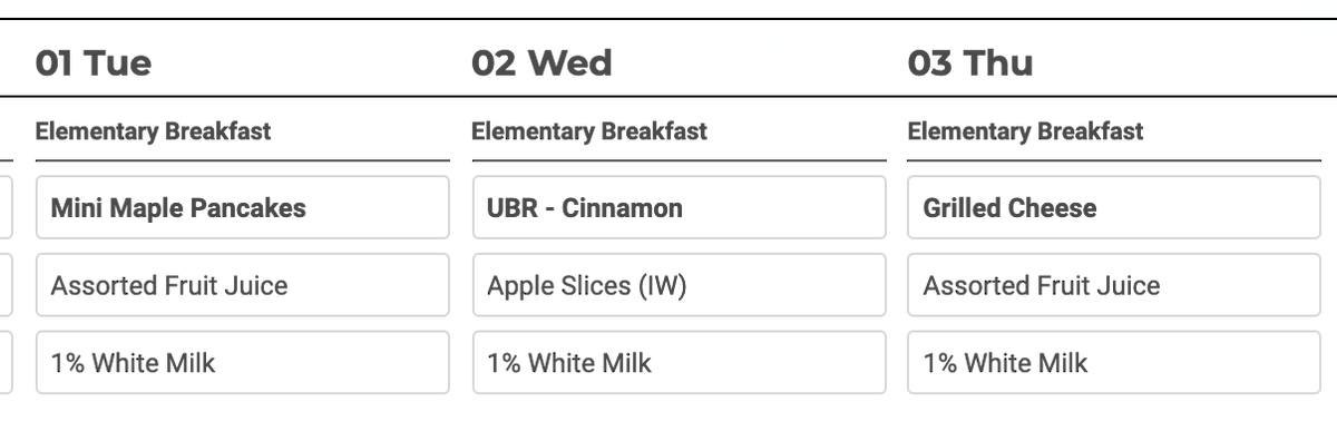CIMSIB's tweet photo. Breakfast + lunch menus for the last week of school. https://t.co/qJBwxsrt6h