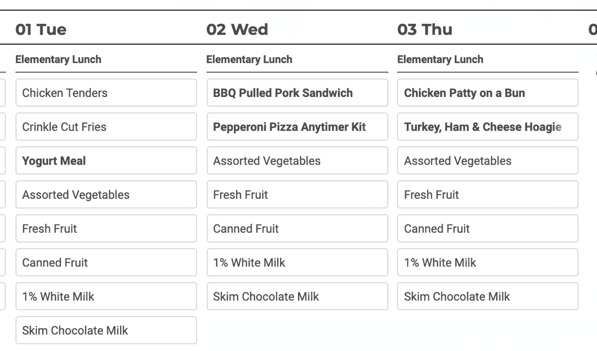 CIMSIB's tweet photo. Breakfast + lunch menus for the last week of school. https://t.co/qJBwxsrt6h