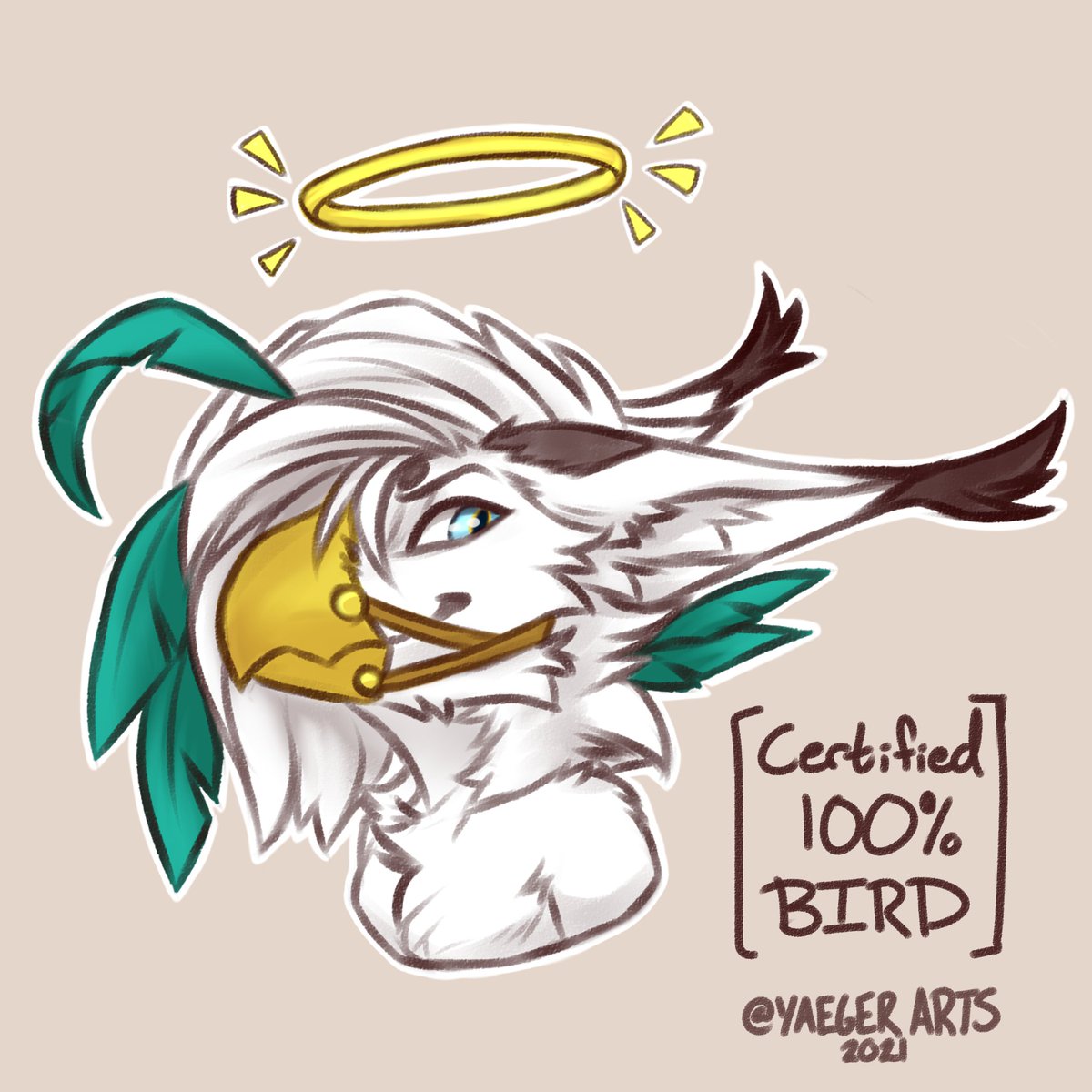 YaegerArts's tweet photo. Hey its me, your friendly neighborhood ca-..uh.. bird! 
Or maybe I'm a griffin... hmm

Well anyway, I really gotta get me some more of these lovely green feathers! I don't think @RitoZaven noticed anything missing yet https://t.co/r9kOJDkNBt