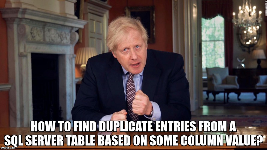 overflow_meme's tweet image. How to find duplicate entries from a SQL server table based on some column value? stackoverflow.com/questions/6776… #sqlserver2014 #sqlserver