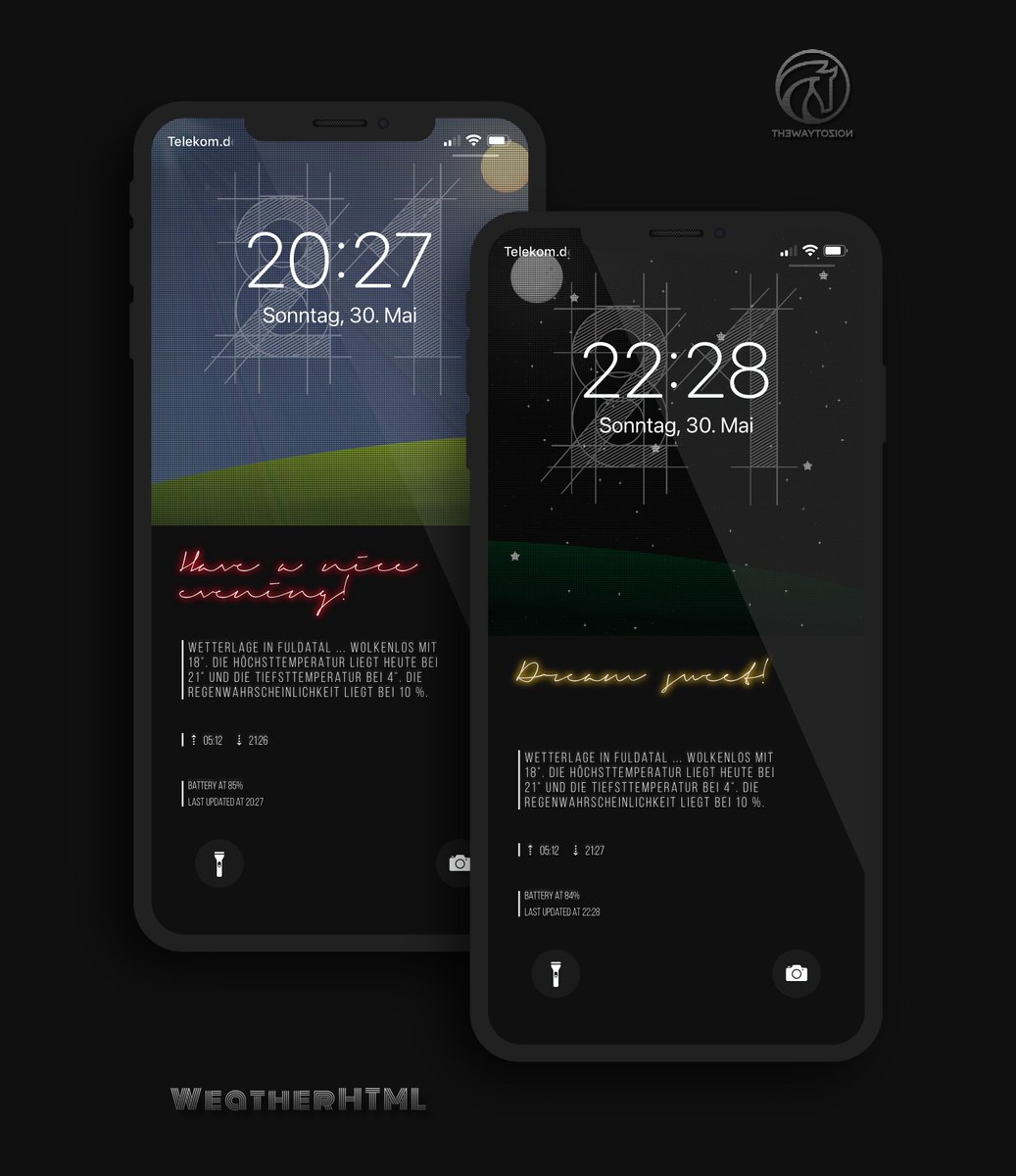 kleinmone's tweet image. My day and night lockscreen with WeatherHTML by @thewaytozion ⭐️❤️

It&apos;s out now on iHeaven 🥳

#nojailbreak #WeatherHTML