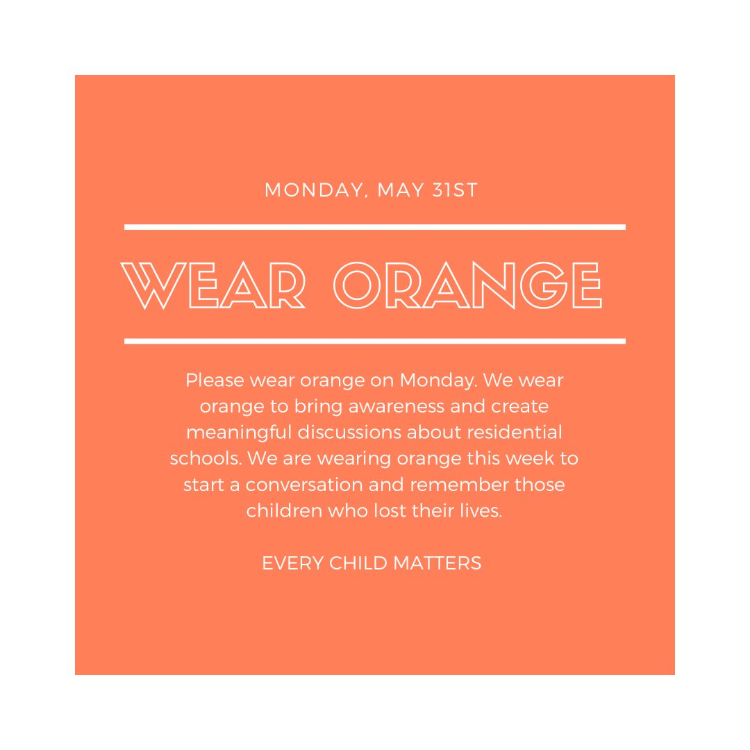 Tomorrow we’re wearing orange, in honour of the 215 indigenous children found in Kamloops. 🧡🧡🧡 <a href="/TLDSB/">TLDSB</a> <a href="/WoodvilleES/">woodville</a> #everychildmatters