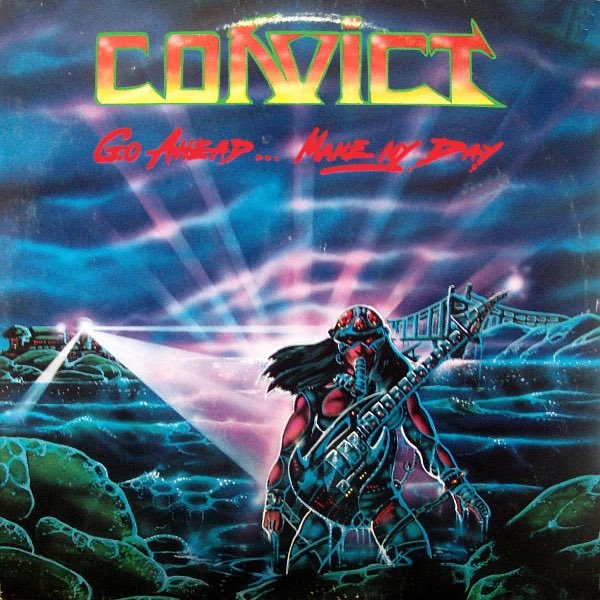ThisDayInMETAL's tweet photo. May 30th 1985 #Convict released their debut album “Go Ahead... Make My Day!” #EvilEyes #ManicObsession #MetalWarriors #HeavyMetal 

Did you know…
According to Gord "Piledriver" Kirchin the band existed in reality only with two members.
The others members mentioned are fake. https://t.co/LnJpaSZIGV