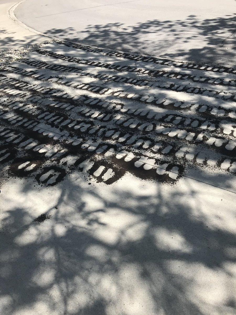 As a mother and teacher I responded with art today #Honouring215Children on my driveway using soil sifted around my own children’s shoes 215 times❤️ The history is still heartbreaking and appalling. #TRC #KamloopsIndianResidentialSchool #HowManyMore