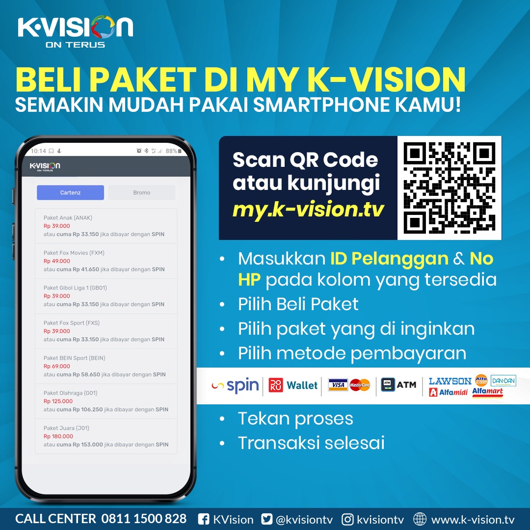 kvisiontv's tweet photo. Gini cara beli paket melalui website My K-Vision! Simpel bangettt! 👍

Klik https://t.co/qX5DDEoj03 atau scan qr code berikut ini!

Nantikan tips lainnya ya! K-Vision On Terus!

#KVision #KVisionOnTerus #AntenaTVZamanNow #DiRumahAja #TipsKVision #InfoKVision #juaranyaparabola https://t.co/1N9wkkegiF