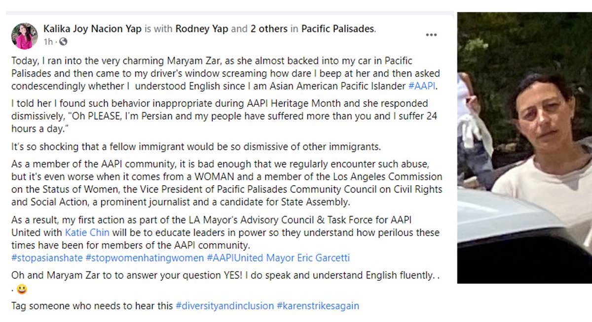 When Karen is herself an immigrant and a so-called women's advocate, a city commissioner, and a potential candidate for Assembly.  #persiankaren #maryamzar #mayorofla #latimes