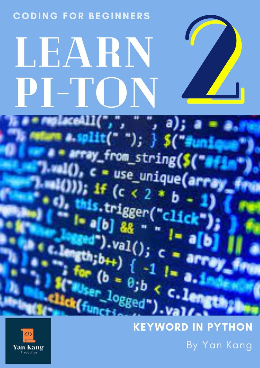 CodingEbook's tweet image. Pi-Ton 2 is the second book of Pi-ton series. This book will teach you about keyword in python.
Get Pi-Ton 2 from Payhip:
payhip.com/b/YZmz9
Subscribe and follow my Youtube channel:
youtube.com/channel/UClaZb…
Thanks for supporting🥰