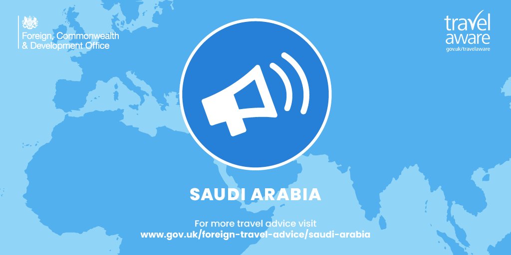 FCDOtravelGovUK's tweet photo. #SaudiArabia Updated information on entry requirements and quarantine procedures for passengers arriving in Saudi Arabia from Sunday 30 May. For more information visit: https://t.co/ORfEEjYSDv https://t.co/aKzf3demuM