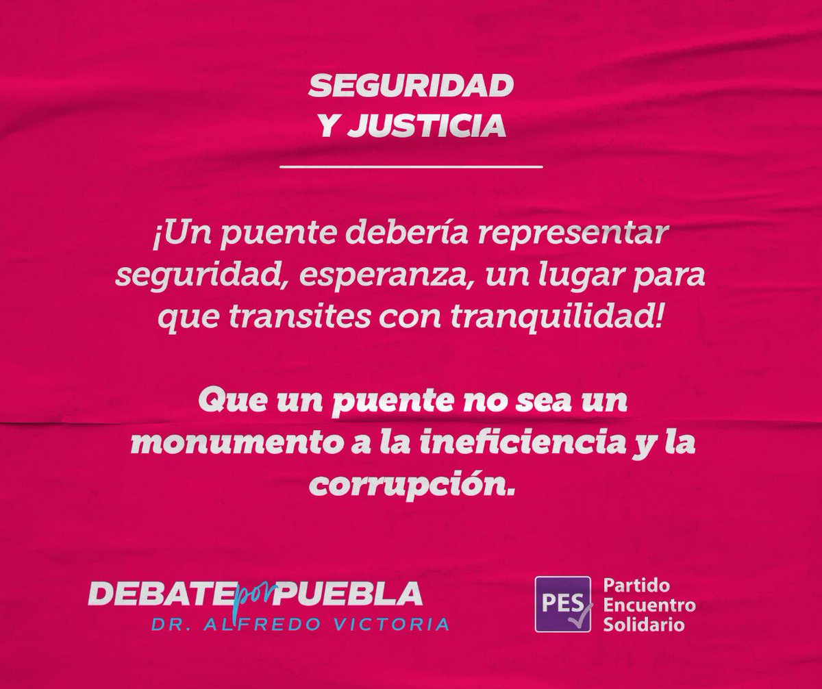 En materia de Seguridad, estoy convencido de que debemos recuperar los espacios públicos, con luminarias, pasos seguros y vigilancia, que permita a la ciudadanía disfrutar de la ciudad

Los poblanos a las calles y los malandros a la cárcel!

#VictoriaEnElDebate
#DebatePuebla2021