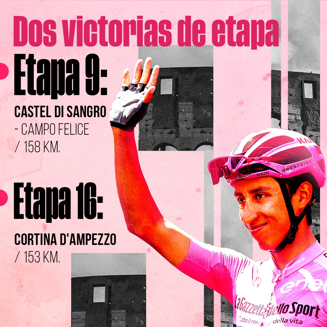 ELTIEMPO's tweet photo. #ElGiroDeEgan | Egan Bernal parece estar encaminado a ser una leyenda. Ya ganó el Tour de Francia y ahora el Giro de Italia 👇 https://t.co/DECyYUCWPP