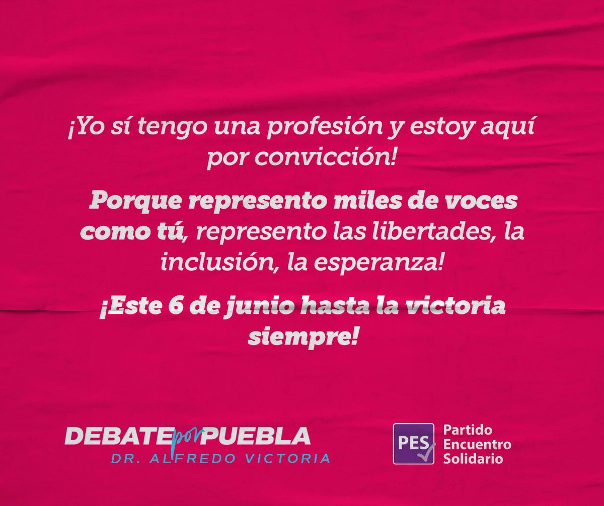 Hoy he representado la voz de miles de poblan@s para visibilizar sus necesidades. 

Hoy te pido tu voto porque yo represento a los ciudadanos libres, que queremos #SanarAPuebla!

Por Puebla, esta vez, VOTA TODO PES!
🟪✔️💚
#VictoriaEnElDebate
#DebatePuebla2021