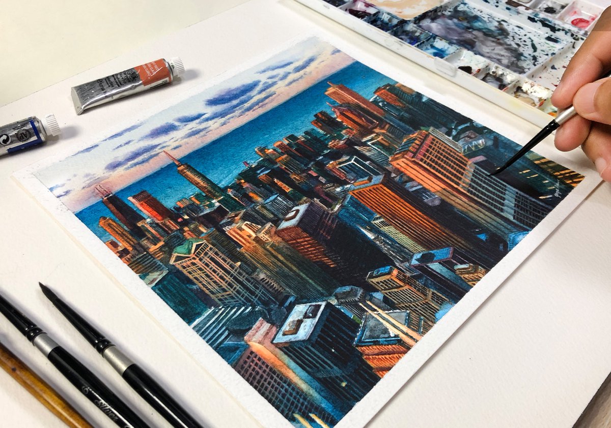 KembartD's tweet photo. Cityscape in watercolor painting 🎨
So glad to be able to finish this piece in 21x20 cm.
Real Time Painting Tutorial with Voice Over:
https://t.co/sqwf1rPQEq
YouTube:
https://t.co/YFk3iCSFg7
#citypainting #citydrawing #watercolor #realisticpainting #realisticwatercolor #realistic https://t.co/0p0MYSULas