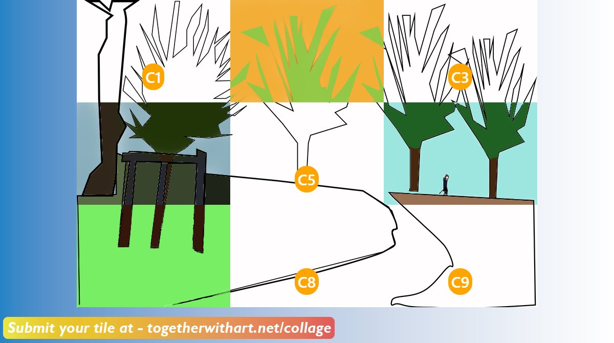 CollageTogether's tweet photo. Our #park #collage is coming along #nice! But your #artwork is needed!

#Download a #tile, #edit it &amp; #upload it back

Check it out the link below

#WorldArtDay2021 #WorldArtDay #CollageArt #art #collaborative #abstract #abstractart #colour #creativity

https://t.co/cUVE1j2Wml https://t.co/pXMJckF2Dh