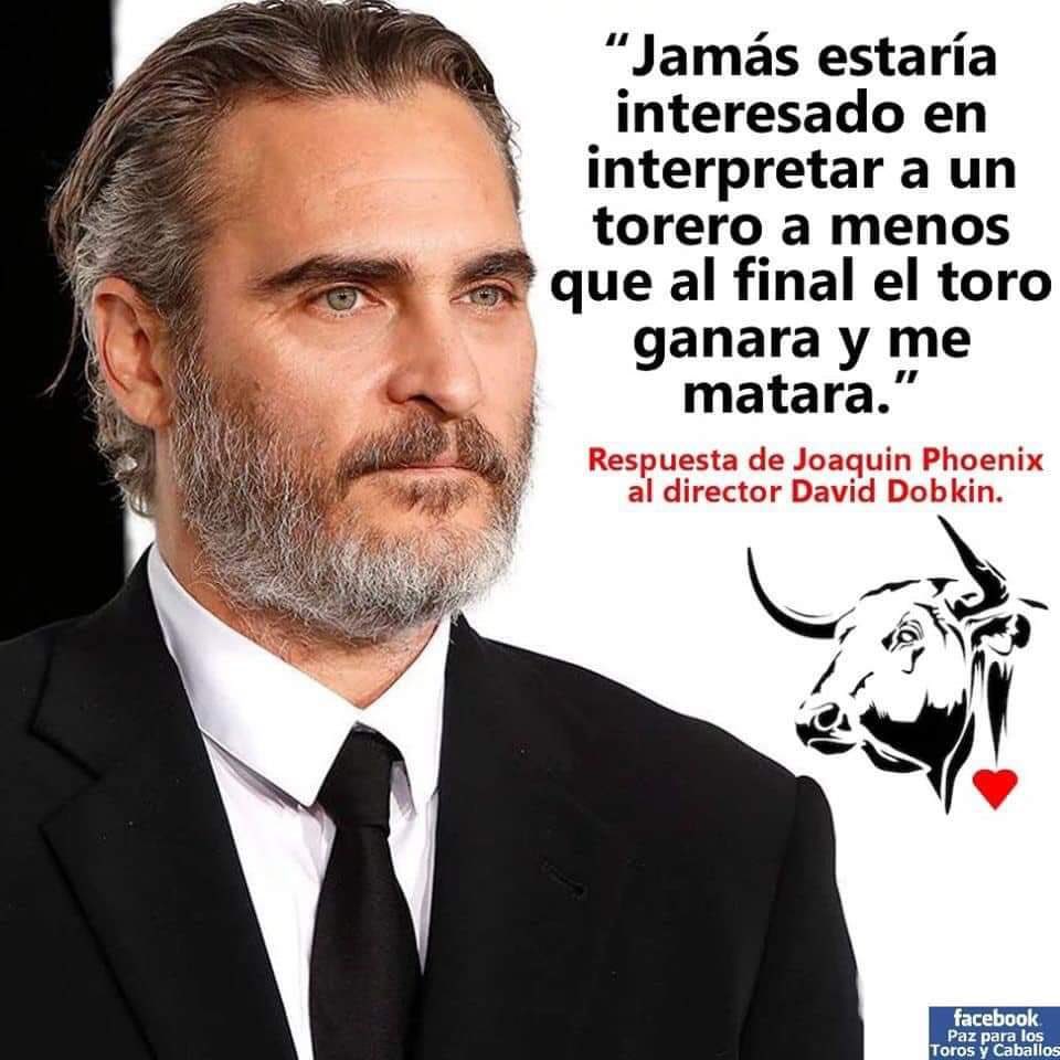 Radioalfalfa's tweet photo. ❌🐂❌  #NoAlasCorridasDeToros  

EXCELENTE POSICIÓN DEL ACTOR JOAQUÍN PHOENIX SOBRE EL TOREO.

Aquí va nuestro aplauso con Oreja y Rabo del Matador!!! 👏👏👏👏 https://t.co/uSVRJtBWps