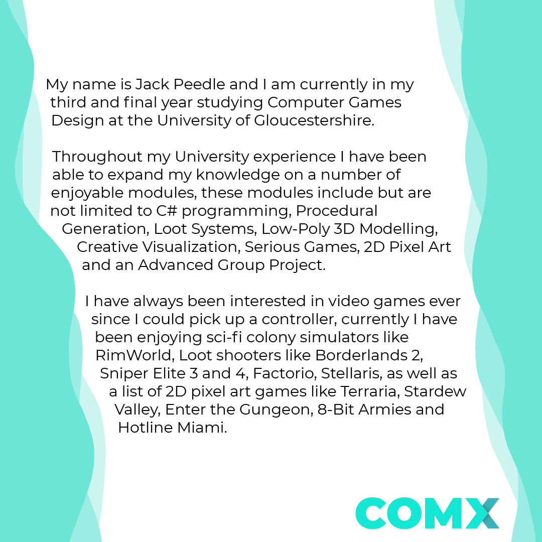 uogct's tweet photo. This is Jack, one of our third-year students hoping to work in games once he graduates this year. Look through his work below and check him and more out at COMX this Friday! #VirtualCOMX #COMX21 https://t.co/prTF6pDcn9