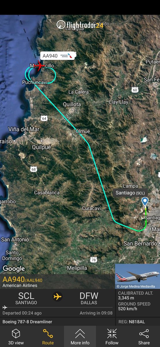 Plane7700's tweet photo. Emergency
7700
#AA940 American Airlines 
Santiago ➡️ Dallas https://t.co/XR1lMtagGk