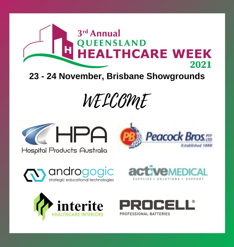 A warm welcome to our recently confirmed partners set to join the exhibitor line up at Queensland Healthcare Week 2021 - great to have you all on board! <a href="/HPAsolutions/">Hospital Products Australia</a> <a href="/PeacockBros/">Peacock Bros</a> <a href="/InteriteHealth/">InteriteHealthcare</a>  <a href="/androgogue/">Androgogic</a>, Procell, Active Medical Supplies #QHW lnkd.in/gFFnhNP