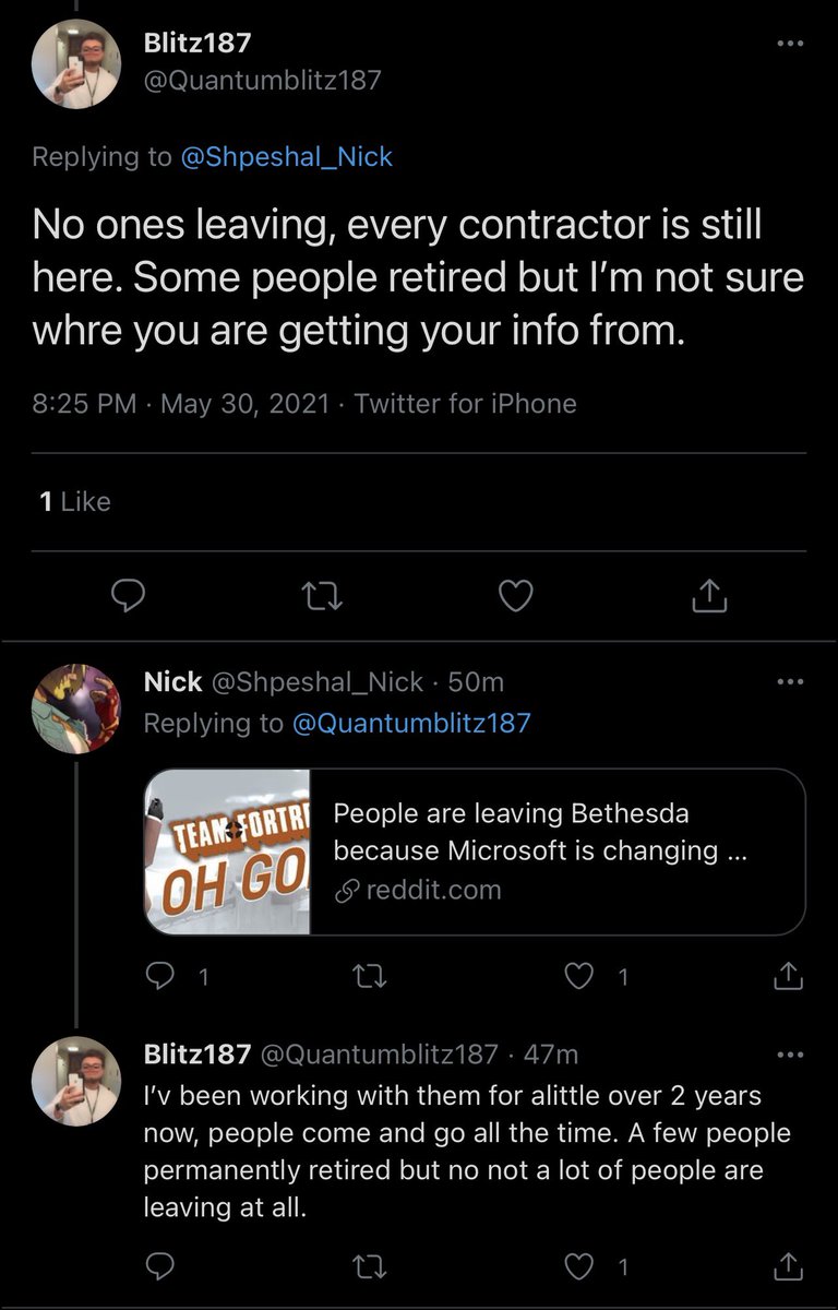 Xbox_Series_XS's tweet photo. Actual Bethesda employee kills the latest BS.  Told you!  Moving on. https://t.co/OI4j8P1DcH