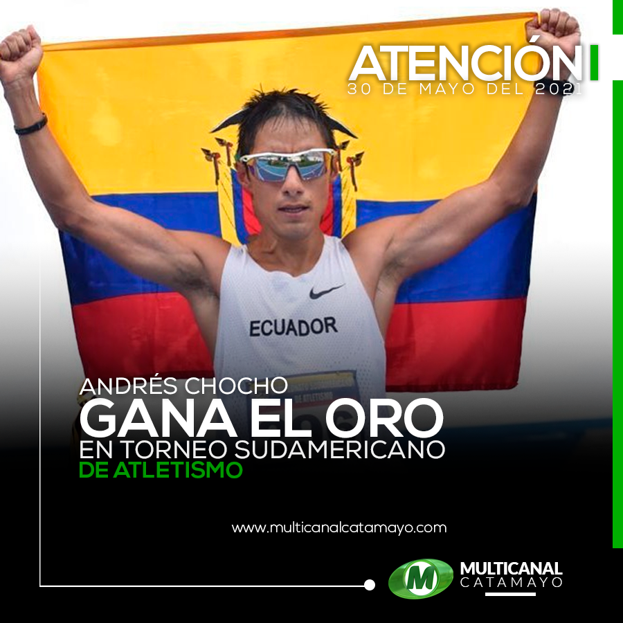 multicanalEc's tweet photo. #ATENCIÓN | El azuayo Andrés Chocho, de 37 años, ganó la medalla de oro en los 20.000 metros marcha en el Campeonato Sudamericano de Atletismo de Mayores, en Guayaquil, este domingo 30 de mayo del 2021. (D) https://t.co/Wsse20dllC