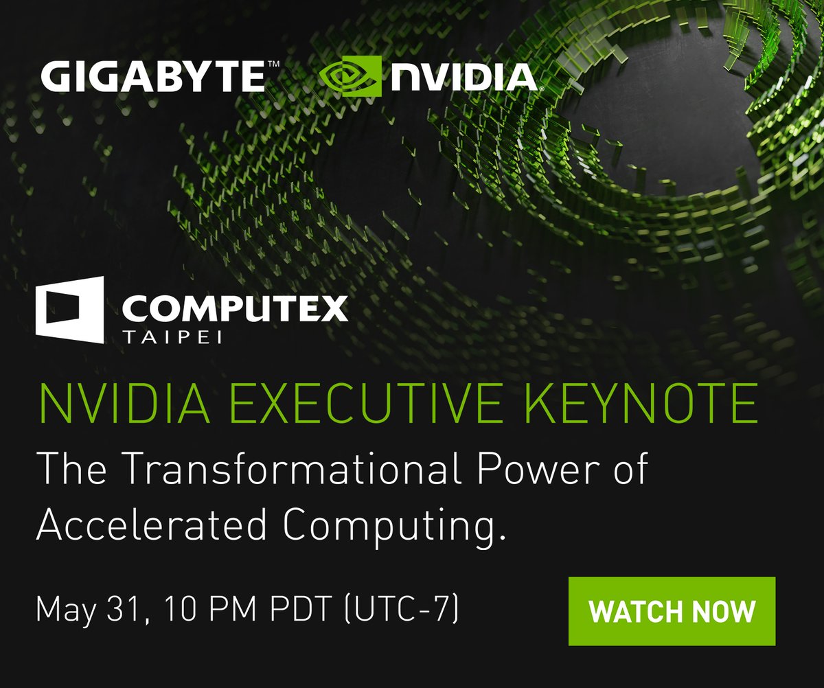 GigaComputing's tweet photo. Don't miss out on NVIDIA's keynote talk by CEO Jensen Huang at Computex.
Register for free: https://t.co/dLgY10PzTC
#GIGABYTEServer #GPU #AI https://t.co/CjveWYH8C7