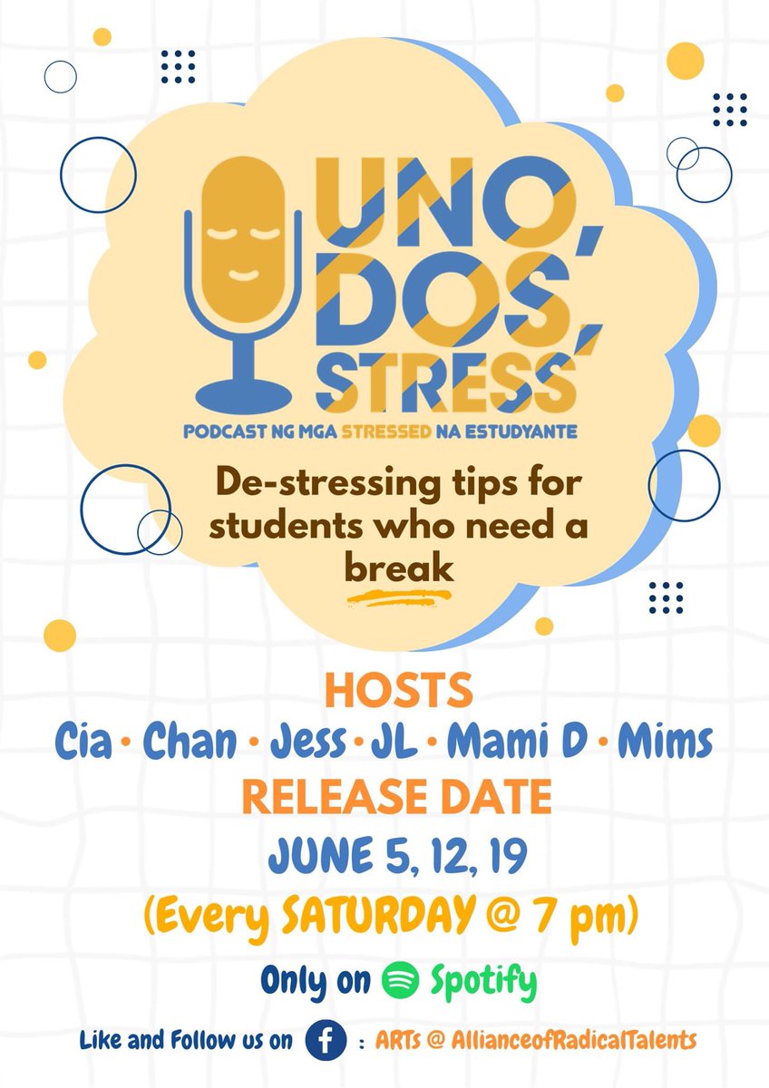 AllianceTalents's tweet photo. Uno, Dos, Stress ka na ba sa mga gawain? Relax-relax ka muna jan dahil malapit niyo na mapakinggan ang aming kwentuhan na for sure makakarelate ka at beneficial din sayo. Kaabang-abang din ang mga special guests na makakasama natin na dapat ninyong abangan! https://t.co/BZXS3fwVTP