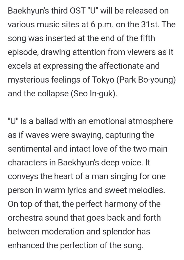 allforinguk's tweet photo. Baekhyun's OST will be released today, the title is "U" 🥺

""U" is a ballad with an emotional atmosphere as if waves were swaying, capturing the sentimental and intact love of the two main characters in Baekhyun's deep voice."

#DoomAtYourService https://t.co/fy6tBnR3wY