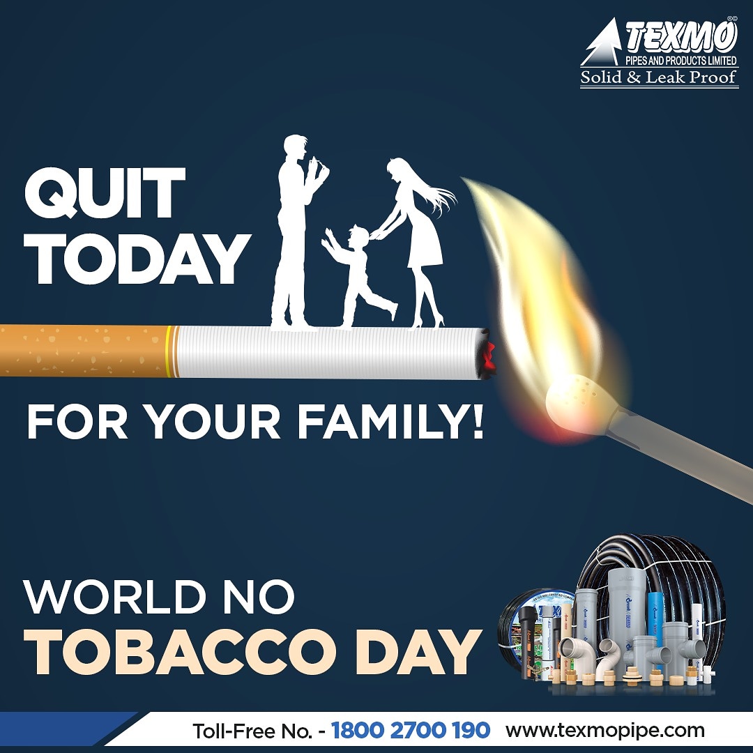 texmoproducts's tweet photo. Invest your time and money on things that keep you happy, healthy, and alive. Tobacco is made to kill you, stay away from it.

This World No Tobacco Day, let's pledge to stay away from Tobacco.

Say NO to Tobacco and YES to a Healthy Lifestyle!

#NoTobaccoDay  #smokingisinjurious https://t.co/3SPkxBL60E