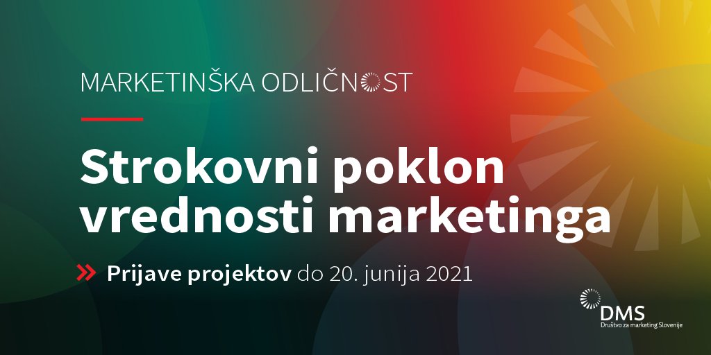 Prijave na letošnje nagrade [MARKETINŠKA ODLIČNOST] smo podaljšali do 20. junija! 😎 Poiskati in nagraditi želimo najboljše marketinške projekte v slovenskih podjetjih. Že veste, kateri odličen projekt boste prijavili in povečali prepoznavnost v stroki? bit.ly/3p1DSq2