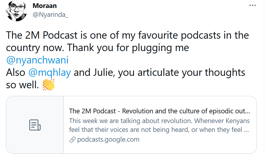 2mPodcast's tweet photo. The masses have spoken!🙌Be sure to listen in on the insightful and relevant @2MPodcast. Full episodes available on #Youtube #Spotify #Anchorfm #Googlepodcasts #ApplePodcasts #PocketCasts #RadioPublic #breaker https://t.co/OOj8AKA2uc