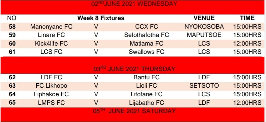 MatlamaF's tweet photo. VLP mid week fixtures 2nd June and 3rd June https://t.co/SBPxvqliyb