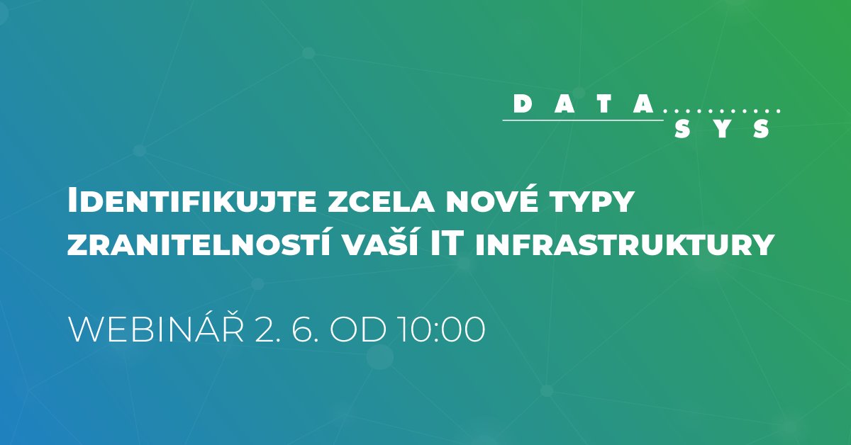 datasysDS's tweet image. ☝️ Provádíte jednorázové skenování zranitelností vaší IT infrastruktury? Vybavte se novým nástrojem, který tento proces zautomatizuje! 
Už 2. 6. při našem webináři napovíme, jak snížit možnosti útoku a zajistit větší odolnost. Registrace: datasys.cz/cs/webinar-spr…