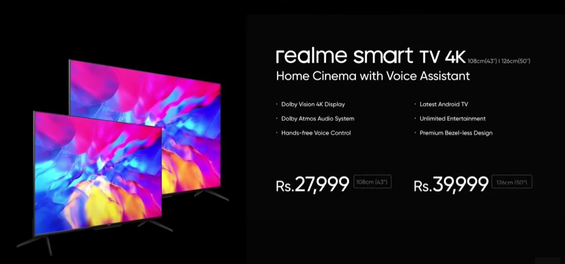 RamakantTech's tweet photo. Realme Smart TV 4K series pricing.
#Realme #realmeSmartTV4K https://t.co/TrnYgPo2P9