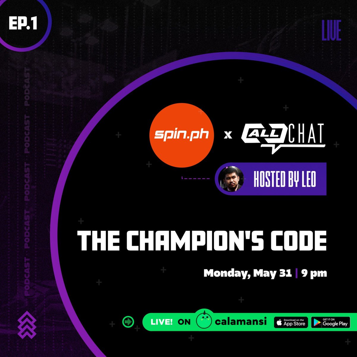 LeoCastsPH's tweet photo. [ALL] CHAT is now co-presented by @spinph and we're talking about how @BLACKLISTINTL took the @MplPhilippines S7 championship in an epic best of 7!

Join us for the LIVE recording via @calamansiapp at 9PM TONIGHT

#AllChat #Breakthecode #BeLegendary https://t.co/2GOfa0K1Ev