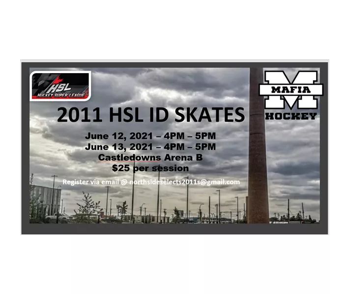 Register now for ID Skates for Edmonton’s newest <a href="/HockeySuperLeag/">Hockey Super League</a> Team.  June 12 and 13 @ 4pm-5pm. $25 per session.  Register via email @ northsideselects2011s@gmail.com
