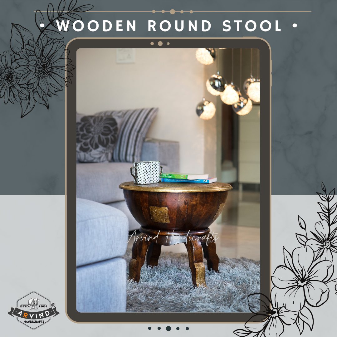 Wooden Round Stool with brass sheet by Arvind Handicrafts 

#homedecorideas #moderndesign #giftideas #tabledecor #handicraftsofindia #handicraftshop #rajasthanihandicrafts #exportbusiness #indianfurniture #tabledecoration #housewarminggifts #manufacturer #homestlyingideas