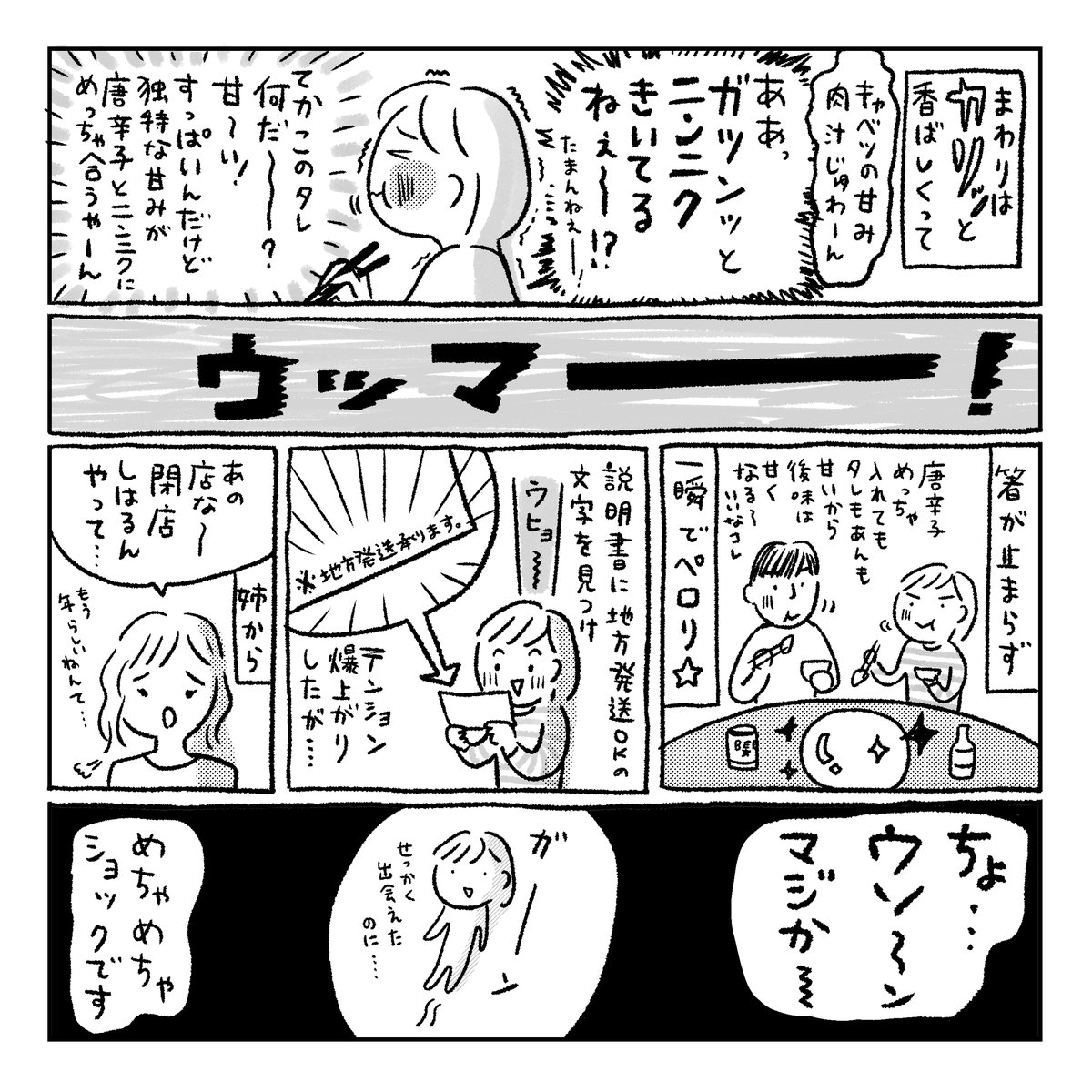 通販されてからもう何度も頼んじゃう・・
べらぼうに美味しい!まるかわの餃子!!!!!!!!!!!!!
感動して描いたレポ漫画(再掲) 