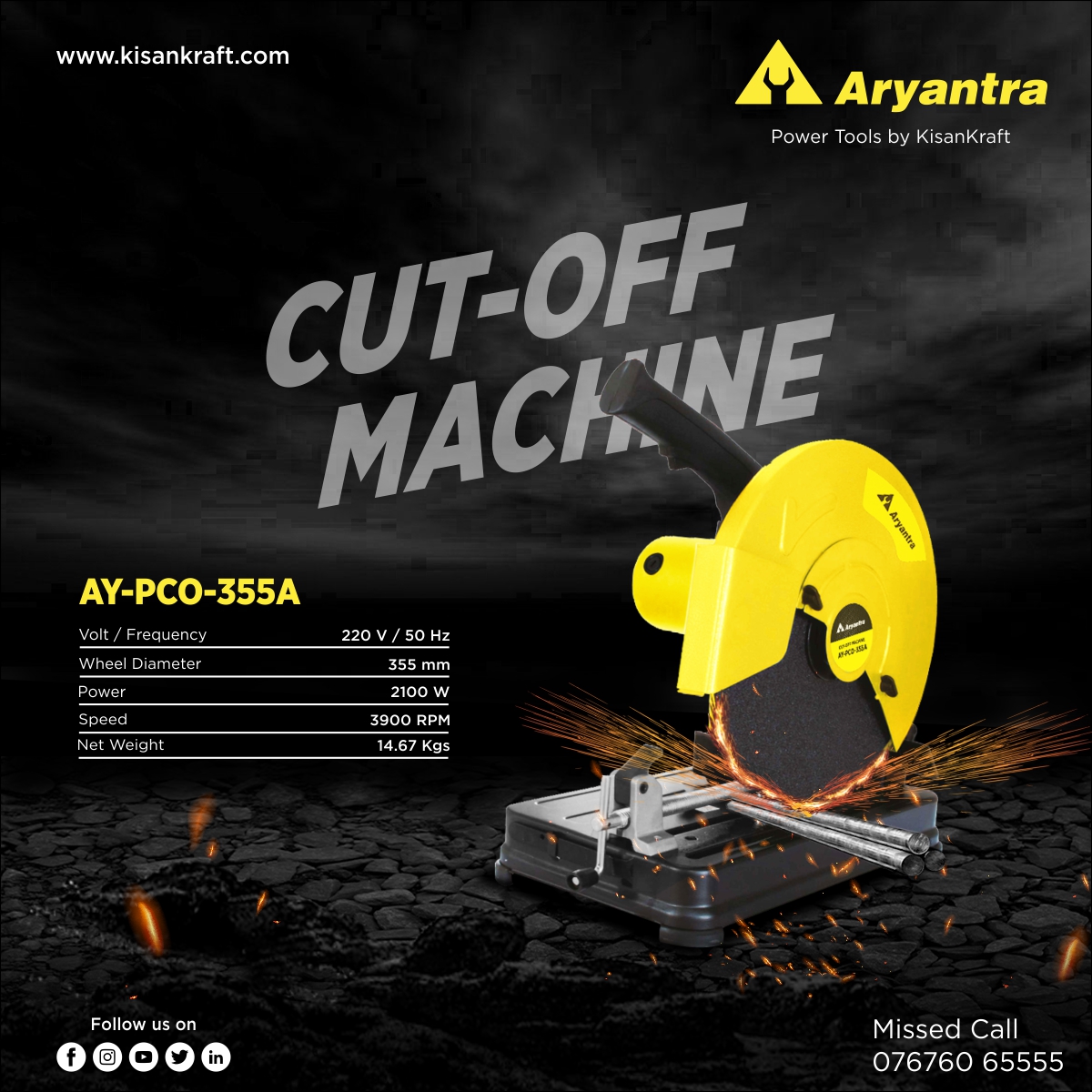 Kisankraft1's tweet photo. Aryantra Cut Off Machine-AY-PCO-355A is a 220V electrically powered tool that produces 2100W of power with a rated speed of 3900 RPM. Cut off machines are typically used to cut materials such as metals, ceramics, concrete
Visit: https://t.co/uSYCWEJnaH
#cutoffmachine #powertools https://t.co/c9FxKTZxJ5