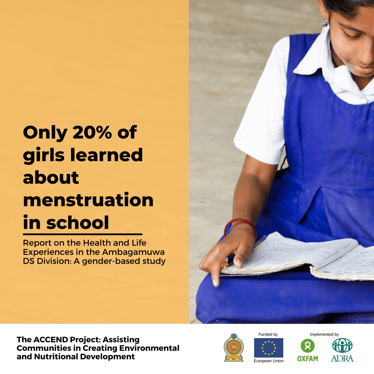 OxfamSriLanka's tweet photo. Data from the #HLEAD study shows that young girls were more likely to learn about #menstruation from their mothers (68.6%) or sisters (18.1%). 

Very few girls received a formal education about menstrual health and hygiene. 

#PlantationSector #MenstrualHealth #PeriodPoverty #LKA https://t.co/omaNZqw9jl